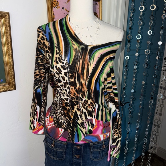 Alberto Makali Tops - Y2K Multicolor Animal Print Women's Top